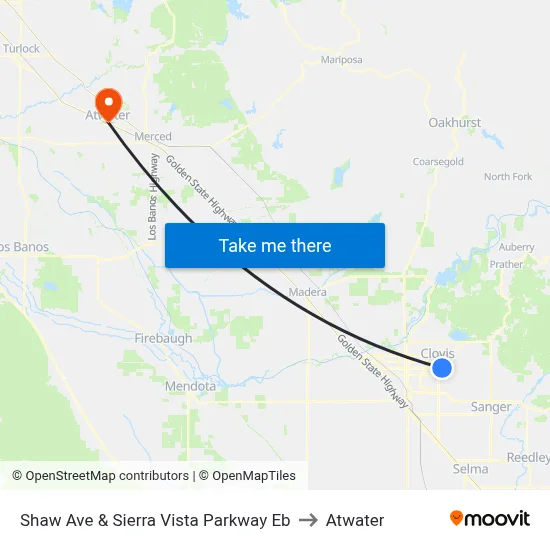 Shaw Ave & Sierra Vista Parkway Eb to Atwater map