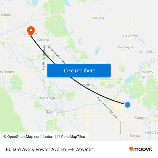 Bullard Ave & Fowler Ave Eb to Atwater map