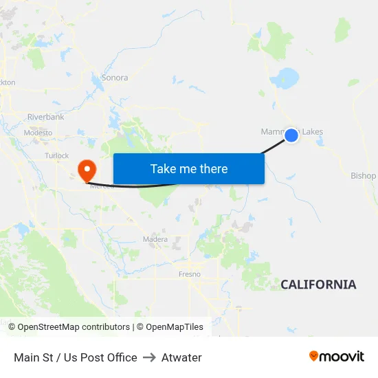 Main St / Us Post Office to Atwater map