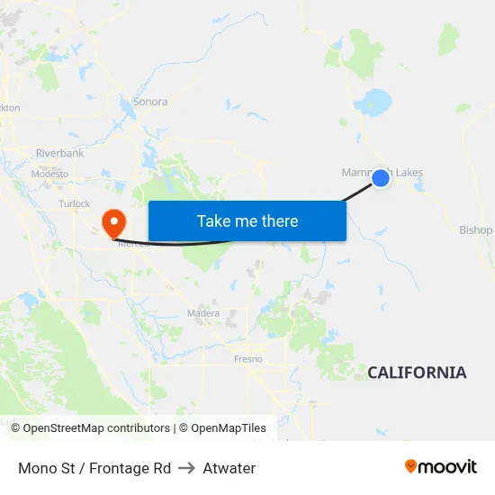 Mono St / Frontage Rd to Atwater map