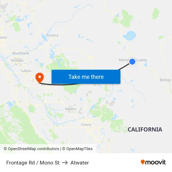 Frontage Rd / Mono St to Atwater map