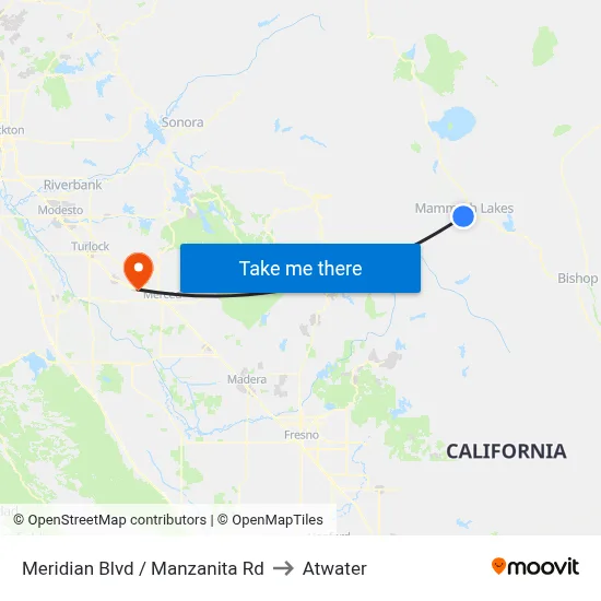 Meridian Blvd / Manzanita Rd to Atwater map