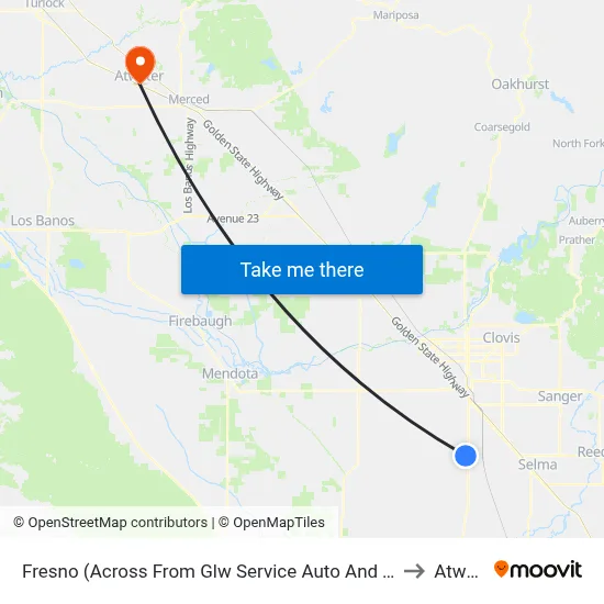 Fresno (Across From Glw Service Auto And Truck Repair) to Atwater map