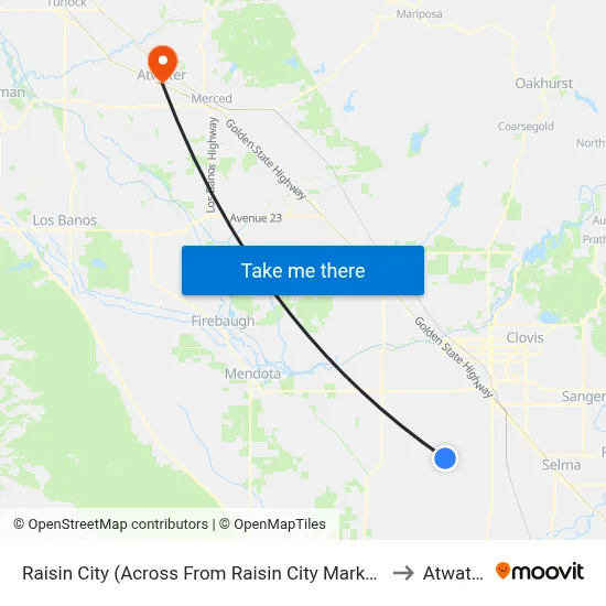 Raisin City (Across From Raisin City Market) to Atwater map