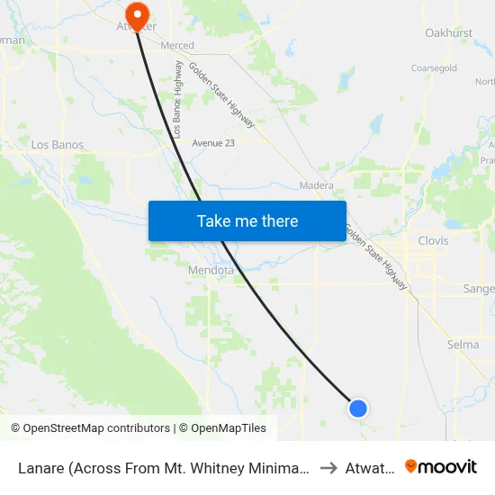 Lanare (Across From Mt. Whitney Minimart) to Atwater map