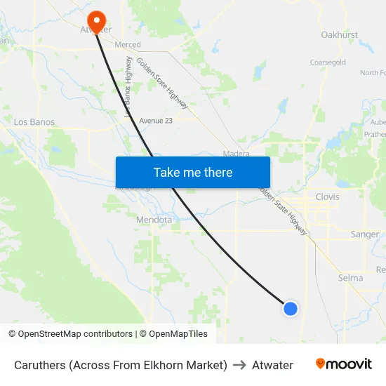 Caruthers (Across From Elkhorn Market) to Atwater map