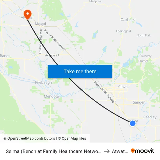 Selma (Bench at Family Healthcare Network) to Atwater map