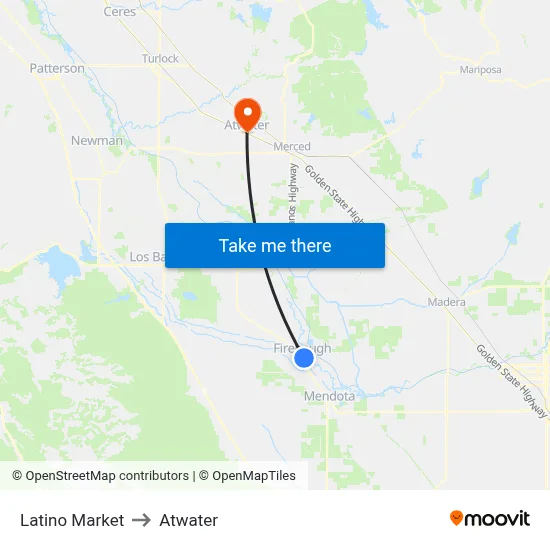 Latino Market to Atwater map
