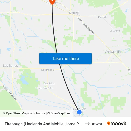 Firebaugh (Hacienda And Mobile Home Park) to Atwater map