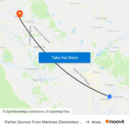 Parlier (Across From Martinez Elementary School) to Atwater map