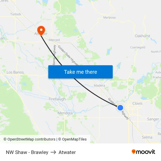 NW Shaw - Brawley to Atwater map