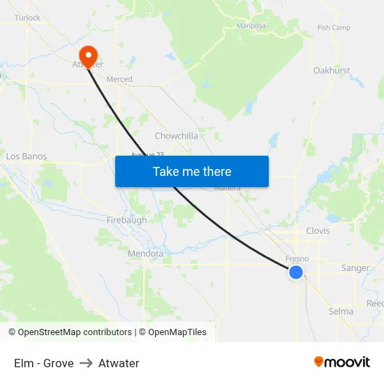 Elm - Grove to Atwater map