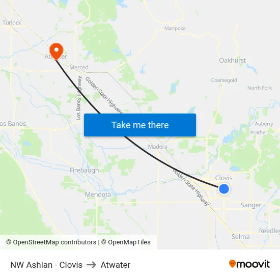 NW Ashlan - Clovis to Atwater map
