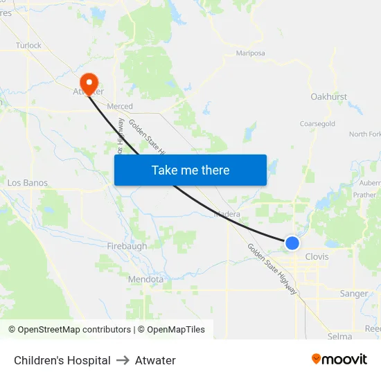Children's Hospital to Atwater map