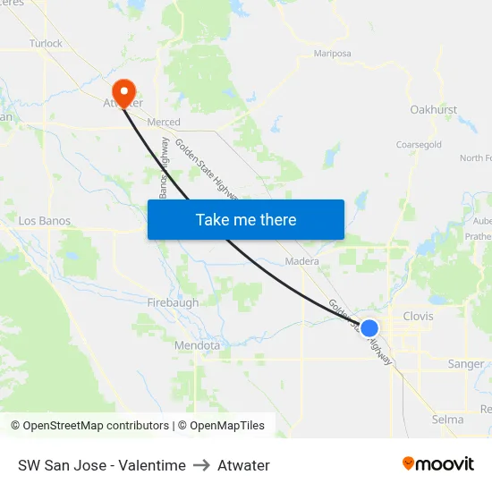 SW San Jose - Valentime to Atwater map