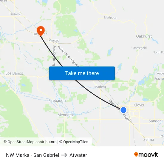 NW Marks - San Gabriel to Atwater map