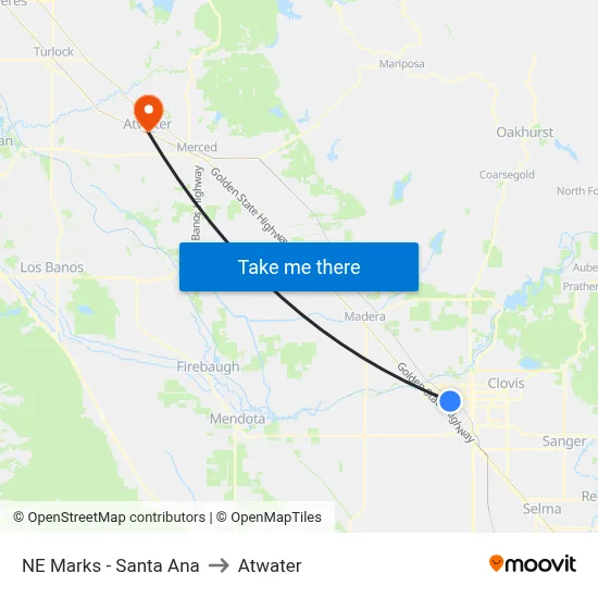 NE Marks - Santa Ana to Atwater map