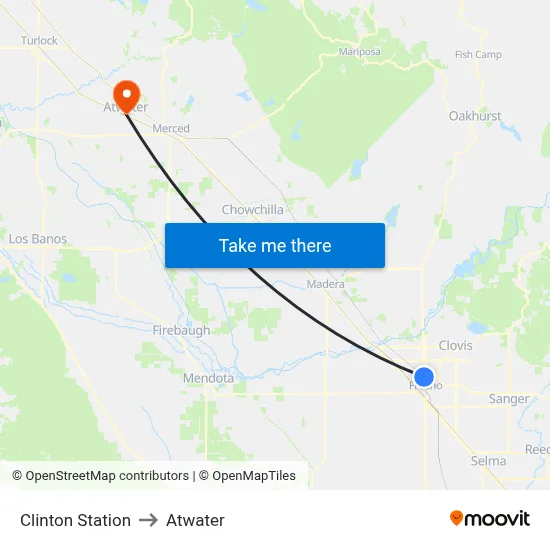 Clinton Station to Atwater map