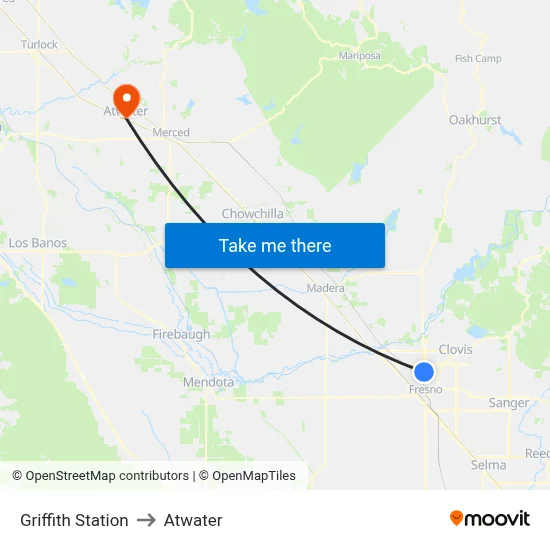 Griffith Station to Atwater map