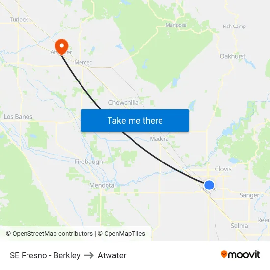 SE Fresno - Berkley to Atwater map