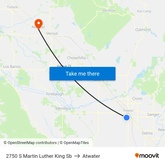 2750 S Martin Luther King Sb to Atwater map