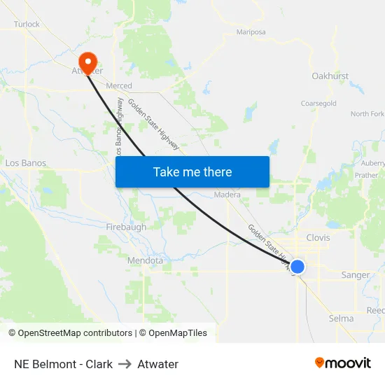 NE Belmont - Clark to Atwater map