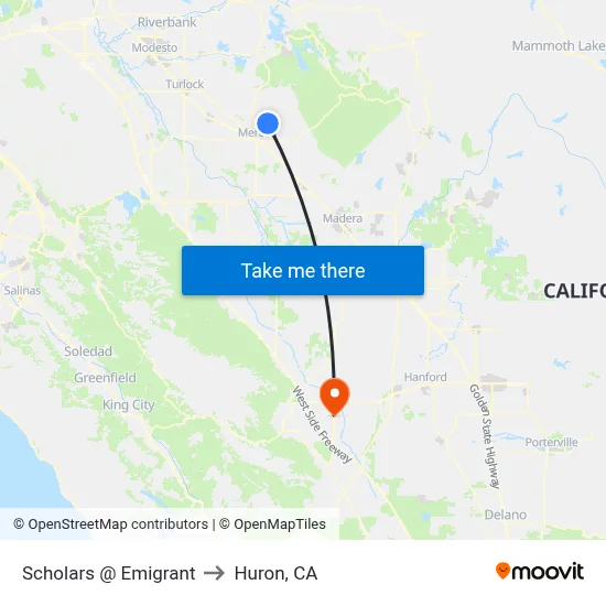 Scholars @ Emigrant to Huron, CA map