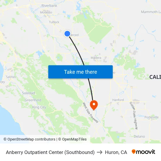 Anberry Outpatient Center (Southbound) to Huron, CA map