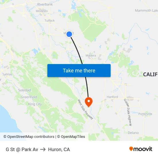 G St @ Park Av to Huron, CA map