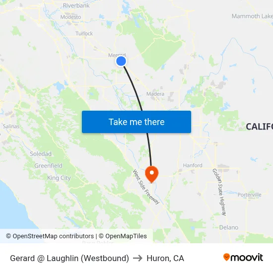 Gerard @ Laughlin (Westbound) to Huron, CA map