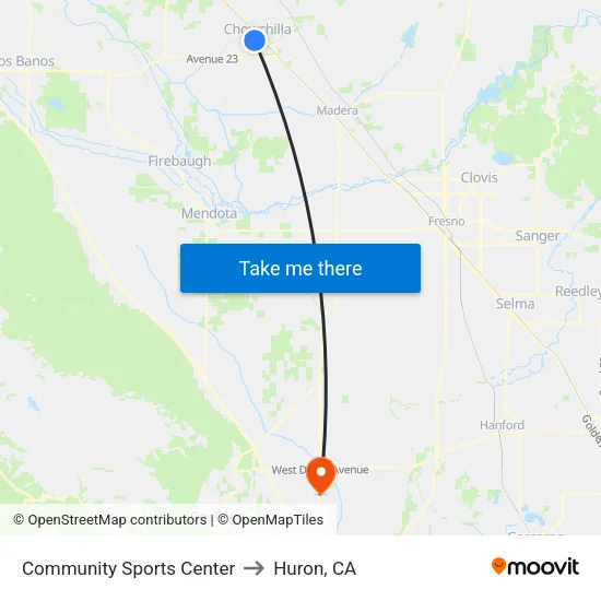 Community Sports Center to Huron, CA map