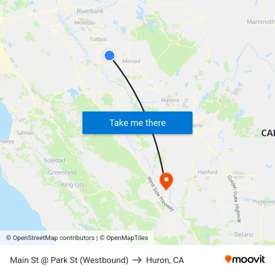 Main St @ Park St (Westbound) to Huron, CA map