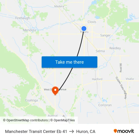 Manchester Transit Center Eb 41 to Huron, CA map