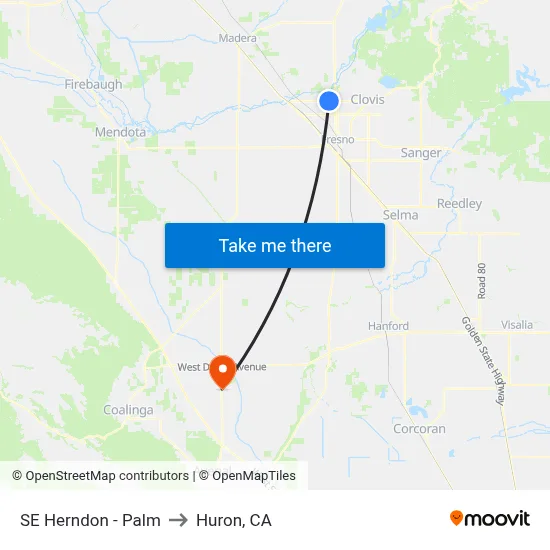 SE Herndon - Palm to Huron, CA map