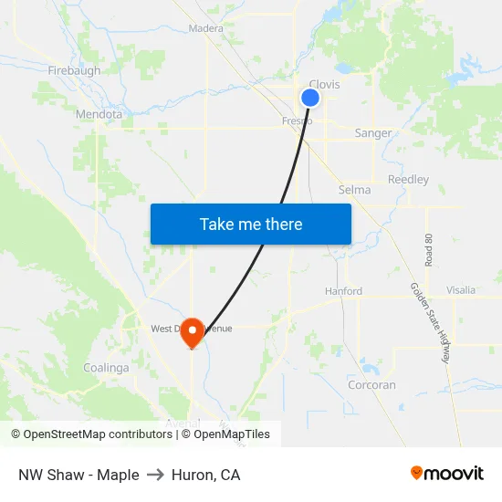 NW Shaw - Maple to Huron, CA map