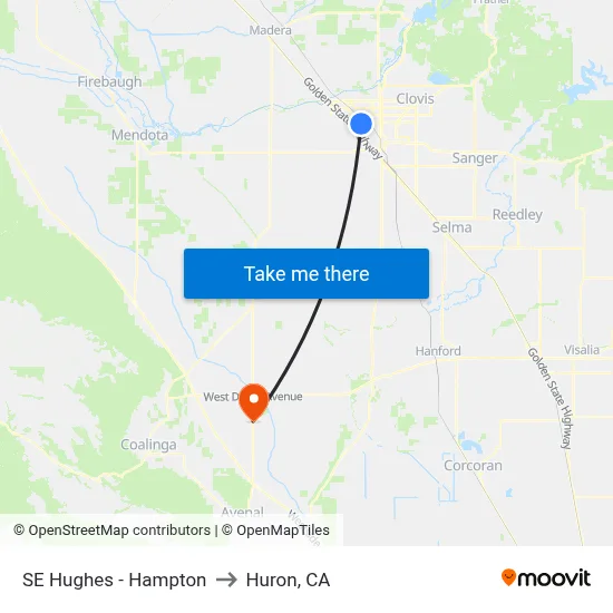 SE Hughes - Hampton to Huron, CA map