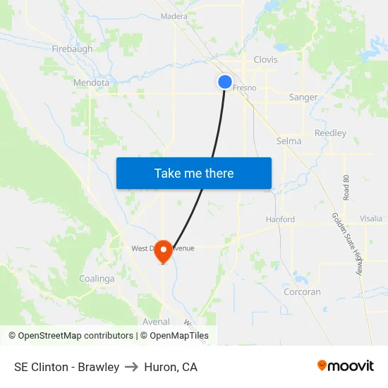 SE Clinton - Brawley to Huron, CA map