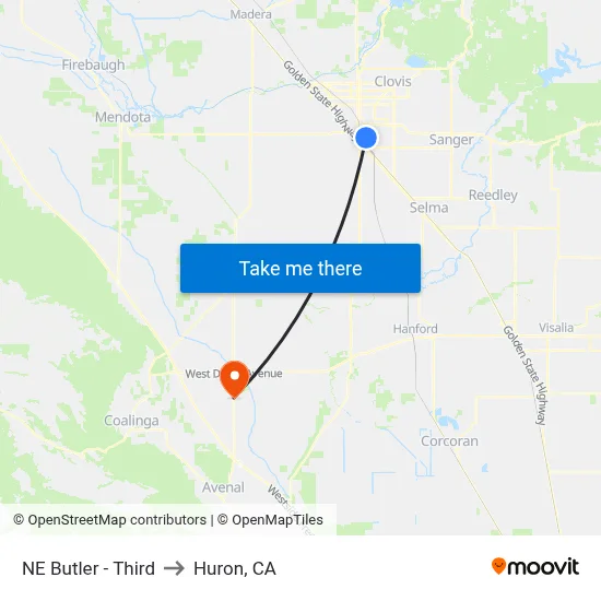 NE Butler - Third to Huron, CA map