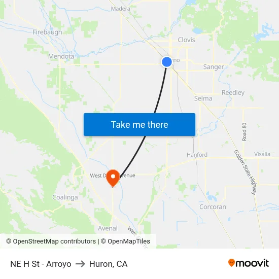 NE H St - Arroyo to Huron, CA map