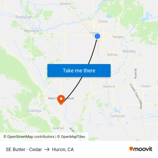 SE Butler - Cedar to Huron, CA map