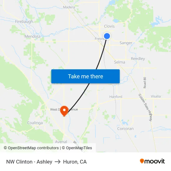 NW Clinton - Ashley to Huron, CA map