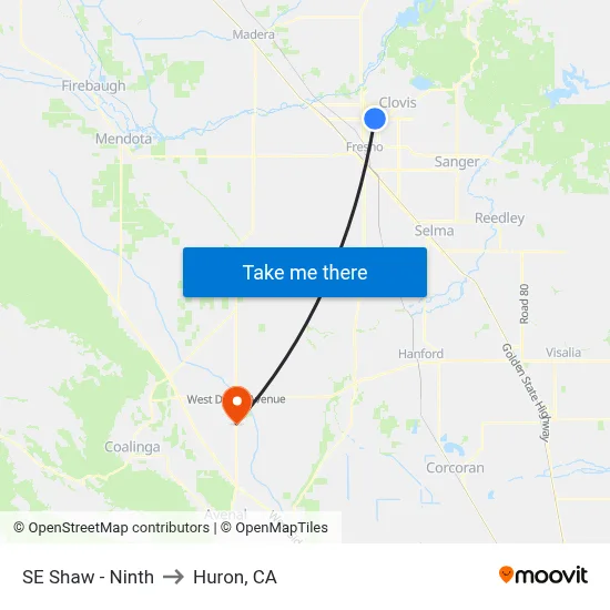 SE Shaw - Ninth to Huron, CA map
