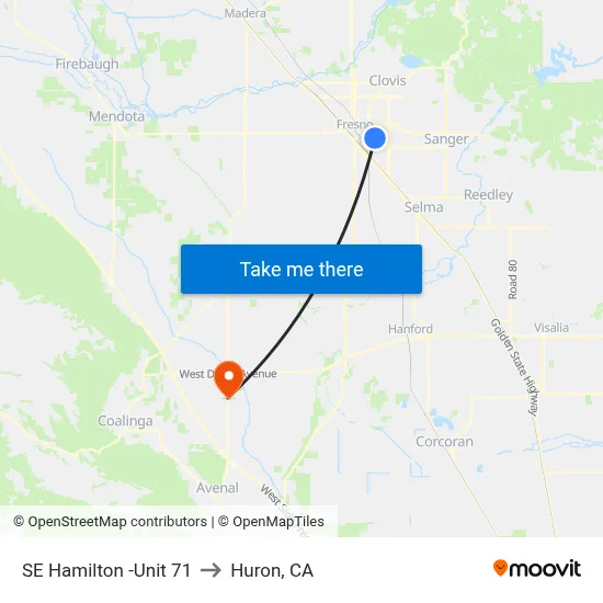 SE Hamilton -Unit 71 to Huron, CA map