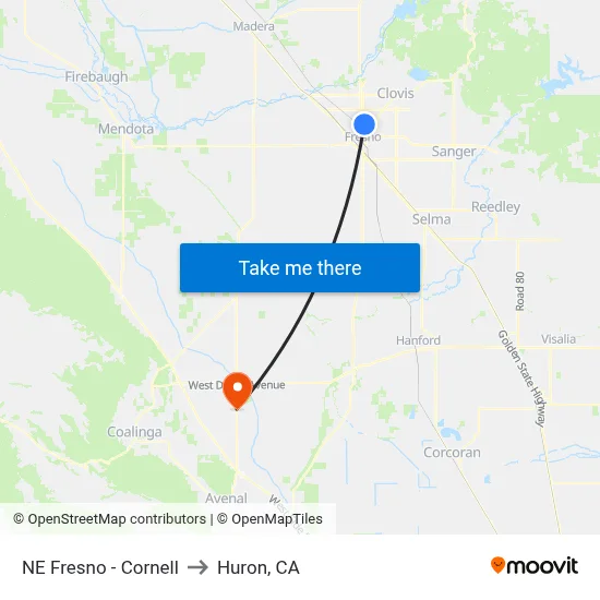 NE Fresno - Cornell to Huron, CA map
