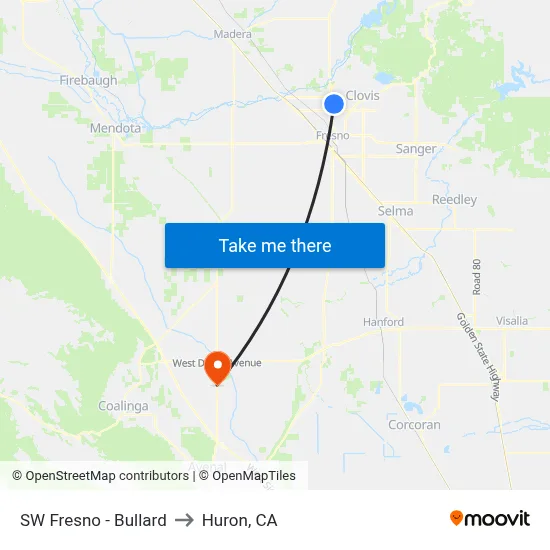 SW Fresno - Bullard to Huron, CA map