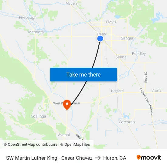 SW Martin Luther King - Cesar Chavez to Huron, CA map