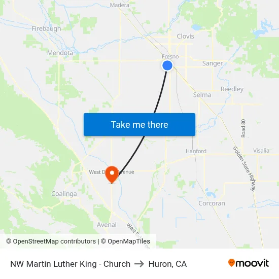 NW Martin Luther King - Church to Huron, CA map