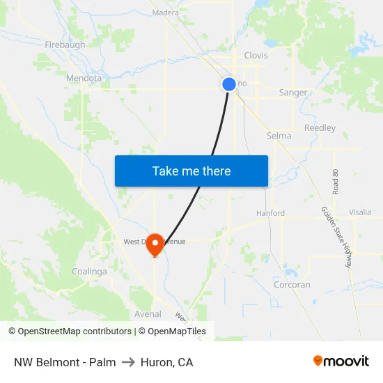NW Belmont - Palm to Huron, CA map