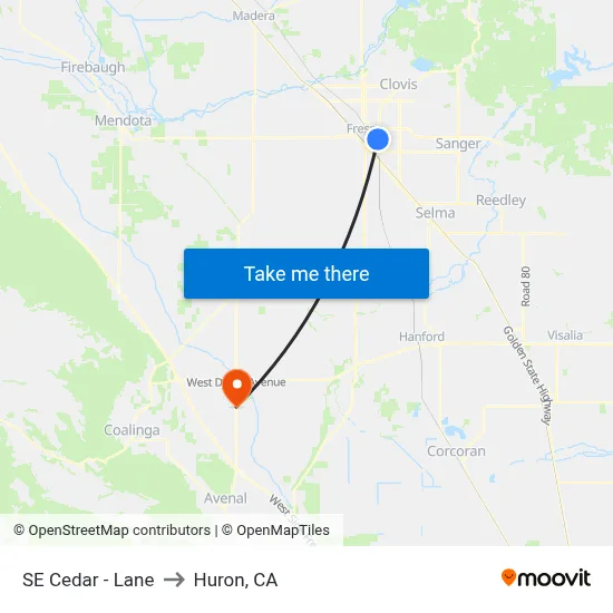 SE Cedar - Lane to Huron, CA map