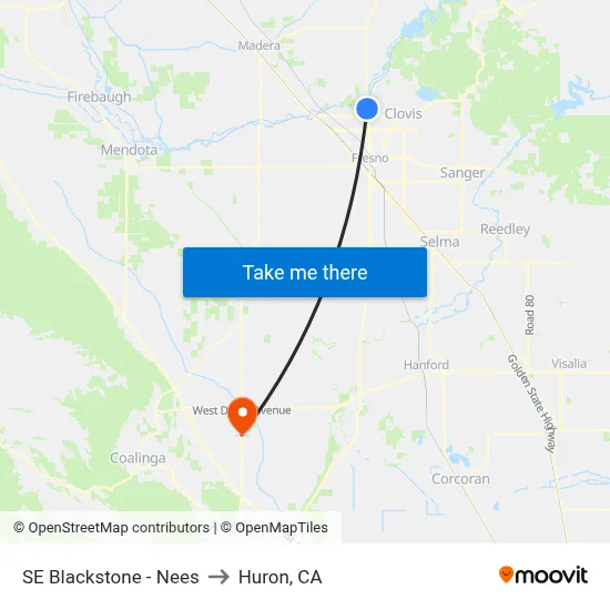 SE Blackstone - Nees to Huron, CA map